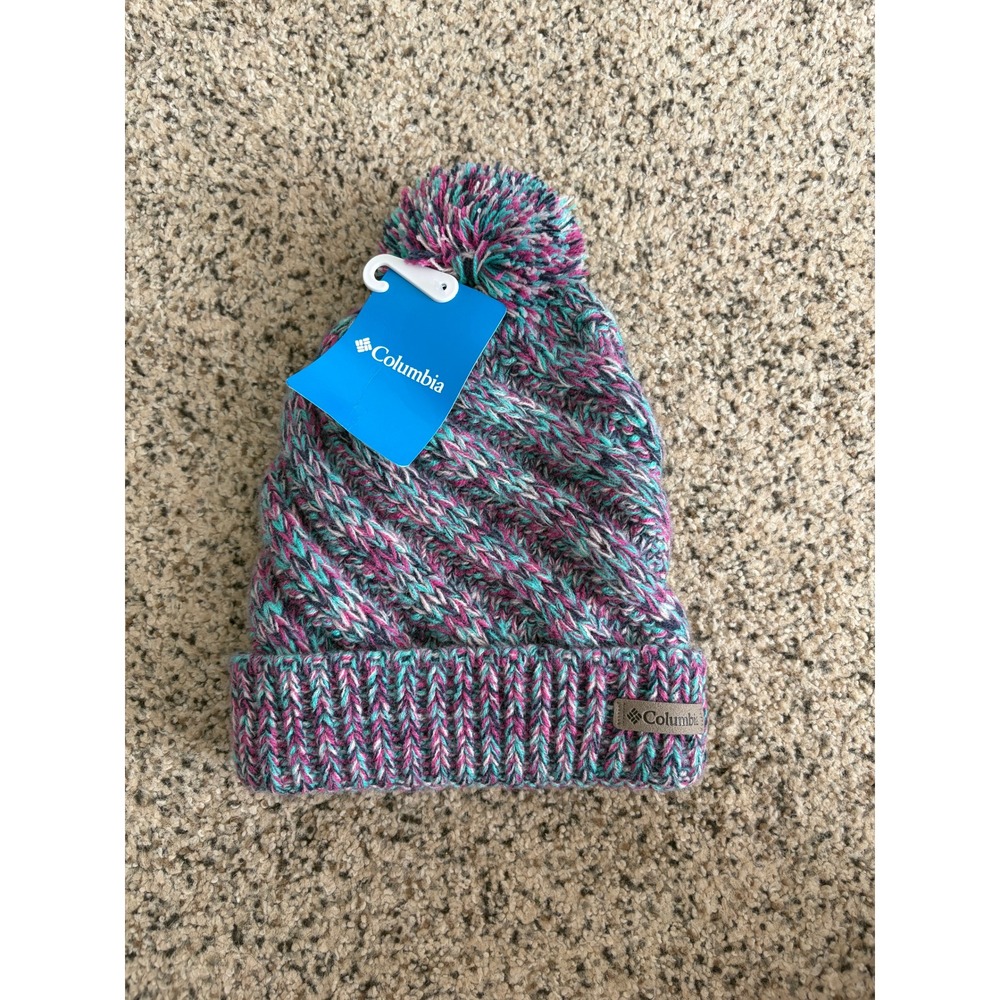 Columbia Beanie Youth Knit Pom Fleece Lined Winter Outdoor NEW